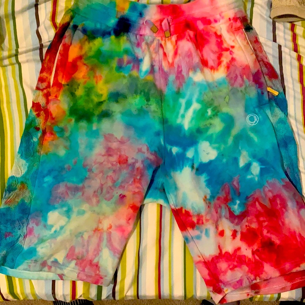 tye dye coogi shorts with knit on side